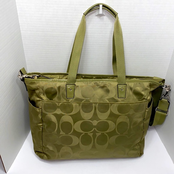 Coach Handbags - COACH Signature Nylon Baby Bag/ Multifunction Tote in Sage Green ❤️❤️❤️❤️